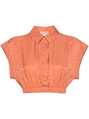 TWINSET cropped logo-jacquard shirt - Orange