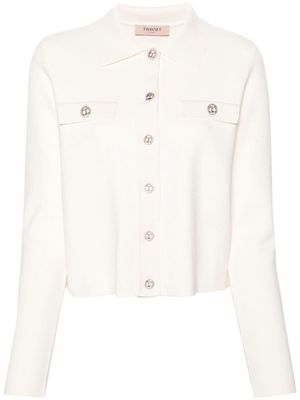 TWINSET crystal-embellished knitted jacket - White