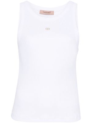 TWINSET cut out-detail ribbed top - White