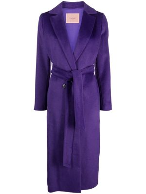 TWINSET double-breasted belted coat - Purple