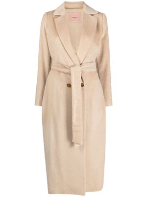 TWINSET double-breasted belted midi coat - Neutrals