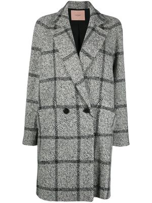 TWINSET double-breasted check-print coat - Black