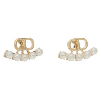 TwinSet Earrings With Oval T And Pearls