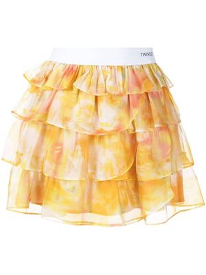 TWINSET elasticated waistband tiered skirt - Yellow