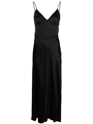 TWINSET embroidered-bodice satin maxi dress - Black