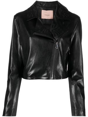 TWINSET embroidered-design biker jacket - Black