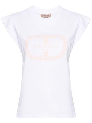 TWINSET embroidered-logo sleeveless T-shirt - White