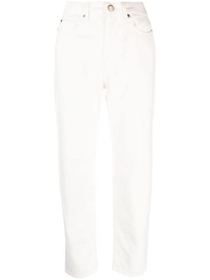 TWINSET embroidered-logo straight-leg denim trousers - White