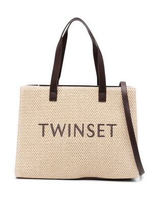 TWINSET embroidered-logo tote bag - Neutrals