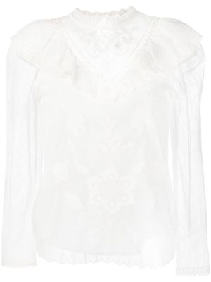 TWINSET embroidered mesh blouse - White