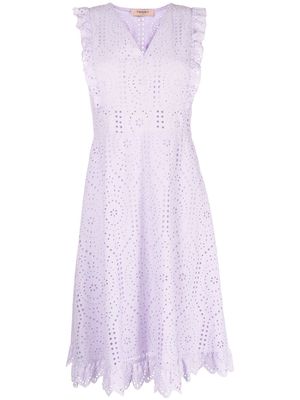 TWINSET embroidered ruffle-trim dress - Purple