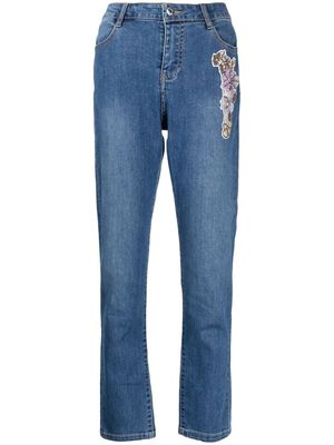 TWINSET embroidered straight-leg jeans - Blue