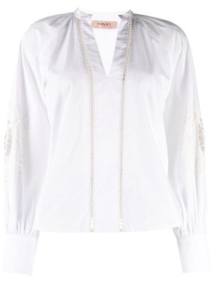 TWINSET embroidered V-neck blouse - White