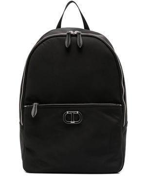 TWINSET faux-leather logo-plaque backpack - Black