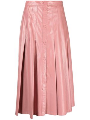 TWINSET faux-leather pleated midi skirt - Pink