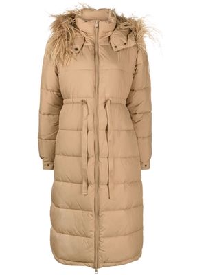 TWINSET feather-trimmed hood padded parka - Brown