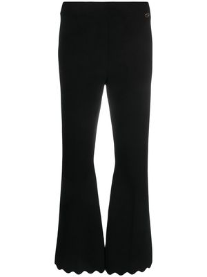 TWINSET flared scallop-trim trousers - Black