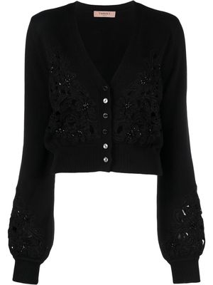 TWINSET floral-embroidered cardigan - Black