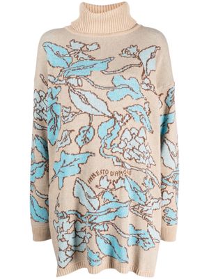 TWINSET floral intarsia-knit long-sleeved jumper - Neutrals