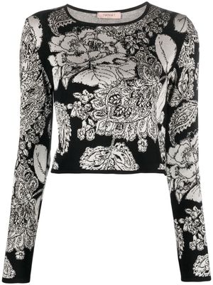 TWINSET floral intarsia-knit top - Black