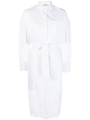 TWINSET floral-lace shirt dress - White