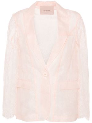 TWINSET floral-lace single-breasted blazer - Pink