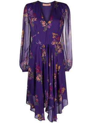 TWINSET floral-print georgette midi dress - Purple