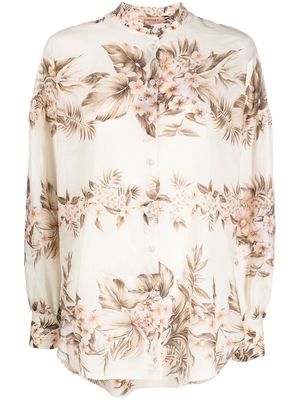 TWINSET floral-print long-sleeved blouse - Neutrals