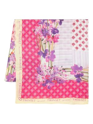 TWINSET floral-print modal scarf - Pink