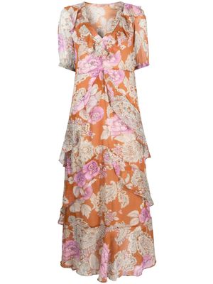 TWINSET floral-print ruffled maxi dress - Orange