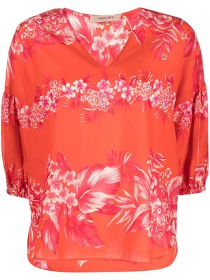 TWINSET floral-print v-neck blouse - Red
