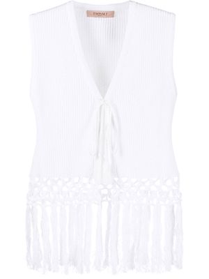 TWINSET fringed knitted gilet - White