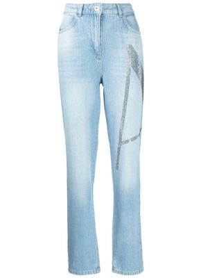 TWINSET gem-embellished straight-leg jeans - Blue