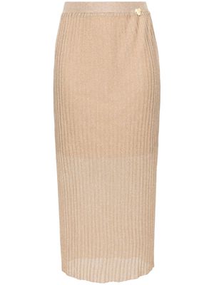 TWINSET high-waisted plissé long skirt - Gold
