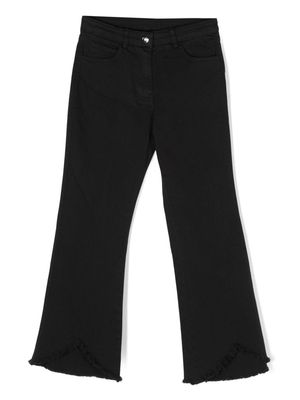 TWINSET Kids asymmetric frayed flared jeans - Black