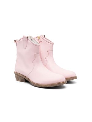 TWINSET Kids cowboy leather ankle boots - Pink