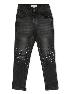 TWINSET Kids crystal-embellished tapered-leg jeans - Black