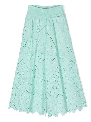 TWINSET Kids cutwork detailing flared trousers - Green