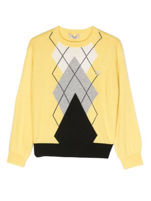 TWINSET Kids diamond-pattern logo-charm sweatshirt - Yellow