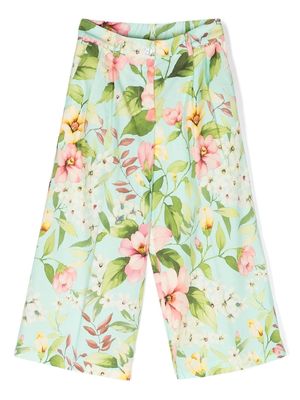 TWINSET Kids floral-print cropped trousers - Green
