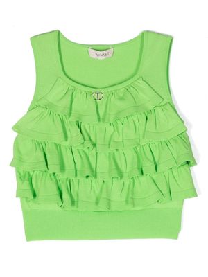TWINSET Kids gathered-detail sleeveless blouse - Green