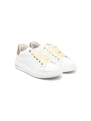 TWINSET Kids glitter-detailing lace-up sneakers - White