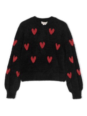 TWINSET Kids heart-intarsia fleece sweatshirt - Black
