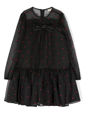 TWINSET Kids heart-pattern long-sleeved dress - Black