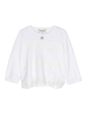 TWINSET Kids lace-detail knitted top - White