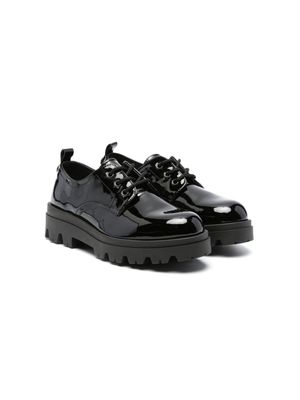 TWINSET Kids lace-up patent leather loafers - Black