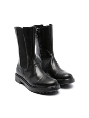 TWINSET Kids logo-debossed leather boots - Black