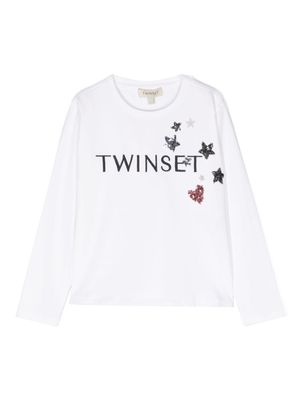 TWINSET Kids logo-embellished long-sleeved T-shirt - White