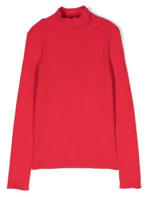 TWINSET Kids logo-embroidered ribbed-knit jumper