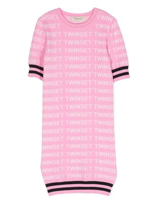 TWINSET Kids logo-jacquard mini dress - Pink